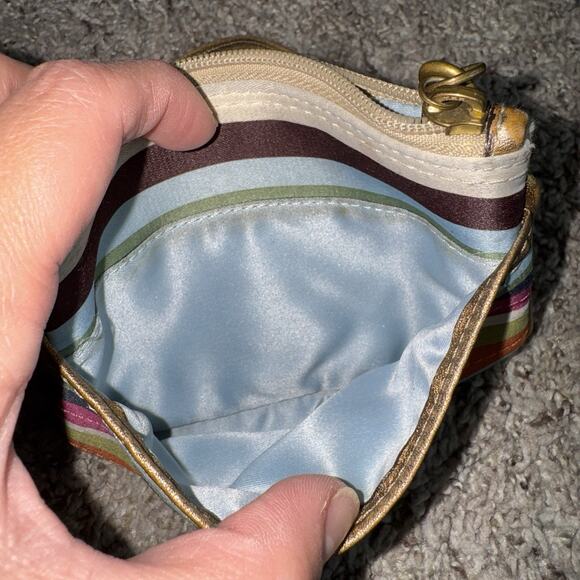 Vintage Y2K Coach Legacy Stripe Wristlet Multi Color Satin Lining 2000’s Wallet - Picture 8 of 9